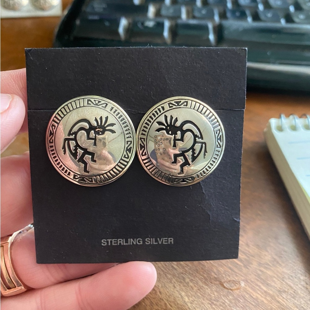 Sterling Silver Kokapelli Dancer Pierced Earrings!!!!